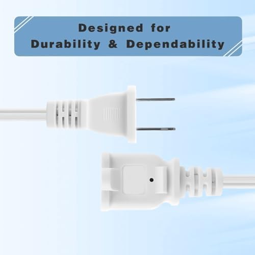 10FT 2 Prong Indoor Extension Cord,Thin White Extension Cords Male/Female Power Cable for Home Office Outdoor, 18/2 ETL Listed 10 FT Extension Cord - Image 2