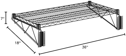 18" x 36" Wire Black Epoxy Wall Mount Shelf, Commercial Fixed Wall Mount Rack, NSF, Metal Floating Shelving for Kitchen, Stock Rooms, Home and Hotel - Image 3