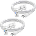 BN-LINK 6 ft 3 Outlet Indoor Extension Cord 16/2 SPT-2, 2 Pack White, 2 Prong Polarized Plug, Household Power Cord for Home, Office, and Holiday Decorations by BN-LINK