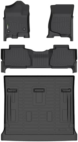 HAFIDI® All Weather Floor Mats & Cargo Liner Set Fit for 2007-2014 Chevy Tahoe 8 Seats (Not for Hybrid) & GMC Yukon Car Floor Liners for Tahoe TPE Full Set Custom Accessories - Black by HAFIDI