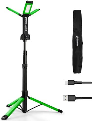 Rechargeable Work Light with Stand, GoGonova Cordless Work Light with Triple LED Lamps, 8AH Battery, 700/1200/2200 Lumen, 4000/6500K Dimmable Camping Light with Detachable Tripod (Green) by GoGonova