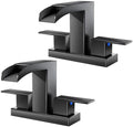 Cobbe Waterfall Bathroom Faucet, Matte Black 4 Inch Centerset, 2 Pack by Cobbe
