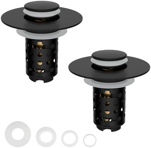 2PCS Universal Bathroom Sink Drain Strainer Hair Catcher, Matteblack by Greatcomfortathome