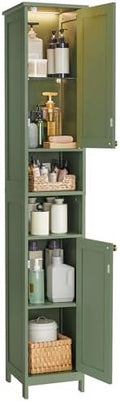 VASAGLE Tall Storage Cabinet with Lights, Slim, 11.8" W, Forest Green by Unknown
