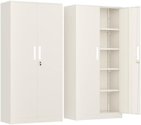 INTERGREAT Metal Lockable Storage Cabinet, 72” Storage Cabinet with 2 Doors and 4 Adjustable Shelves for Office, Home, Garage, Pantry (Assembly Required, Gray) by INTERGREAT