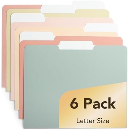 Mr. Pen- File Folders, 6 Pack, Vintage Colors, 1/3-Cut Tab by MrPen