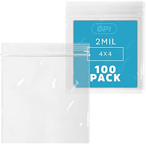 4" x 4" Zip Bags, Bulk Case of 4,000, Clear Plastic Reclosable Poly Baggies, 2 mil with Resealable Zip Top Lock for Storage & Packaging Jewelry, Pills, Meds, Candy, Beads & Seeds. GPI by GPI