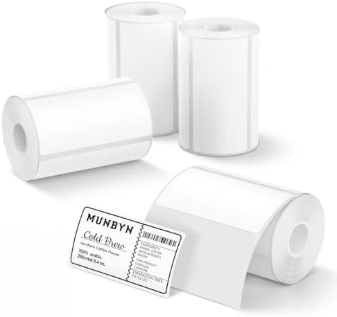 MUNBYN 4x2 Thermal Labels, 2000 Sheets/4 Roll，White by MUNBYN