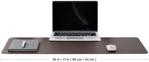 Leather Desk Mat - Non-Slip PU Desk Pad for Office and Home - Desk Organization and Accessories - Ideal for Large Mouse Pad and Desk Mats on Top of Desks (Coffee,36"x 17") - Image 2