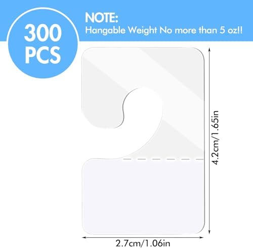 300Pcs Sticky Hang Tabs, Ymapinc Self Adhesive J-Hook Hanging Tabs Plastic Hang Tags for Retail Display Clear Sticky Tab Hanging Tags for Display Pegboard - Image 2