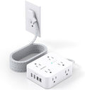 10Ft Extension Cord with Multiple Outlets, Surge Protector Power Strip 10 Ft Cord, 8 Outlets 4 USB Ports(2 USB C), Flat Outlet Extender, Desk Charging Station for Home Office College Dorm Essentials by HANYCONY