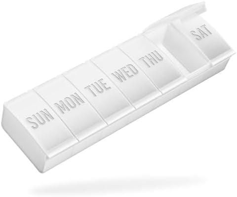 Barhon Pill Organizer Large, Weekly Medicine Pill Organizers, 7 Day Pills Box Case Travel for Big Vitamin Supplements Fish Oil, White by Barhon