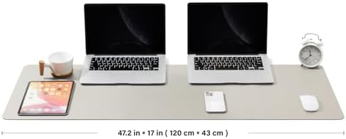 Large Desk Mat - 47.2"x 17" Non-Slip PU Desk Pad for Office and Home - Ideal for Large Mouse Pad and Desk Mats on Top of Desks(Light Gray) - Image 2