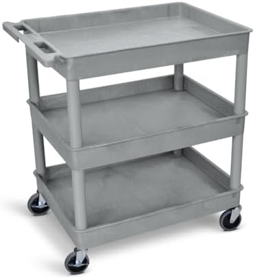 Stand Steady Tubstr Large 3 Shelf Utility Cart | Made in USA | Heavy Duty Tub Cart Holds Up to 300 lbs. | Storage Cart & Rolling Tool Cart for School, Office, Garage & Warehouse (Gray) - Image 6