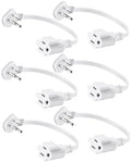 Flat Plug 1Ft Short Extension Cord, White 90-Degree Plug Low Profile Power Adapter, 3-Prong Indoor Grounded Small Extension Cord 16AWG 13A 1625W 6 Pack by LitStar