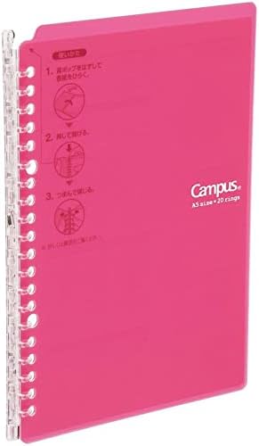 Kokuyo Smart Ring Binder, A5 Pink Binder Notebook, Up to 25 Filler Papers by KokuyoUS