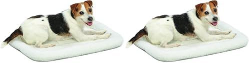 MidWest Homes for Pets QuietTime Dog Bed – White Fleece Bolster, Ultra-Soft and Machine Washable, Fits 24-Inch Crates and Carriers, for Small Breed Dogs (Pack of 2) by MidWestHomesForPets