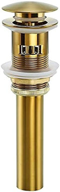 Bathroom Sink Drain Brushed Dark Gold Pop Up Drain With Overflow,Brass Drain Push Pop for Vessel Sink Drain Stopper with Removable Brass Strainer Basket,83606-1CB. by SWHYGER