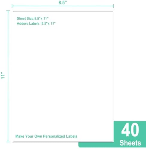 LLIKED 40 Matte Printable White Sticker Paper Full Sheet Labels 8.5" x 11" - Image 2