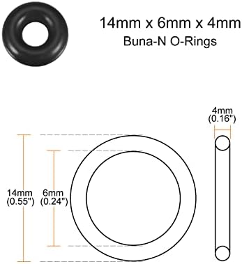 Nitrile Rubber O-Rings Buna-N O-Rings, [for Faucet, Water Hose, Filter, Pump, Air Pipe, Gas Connections] - 14 x 6 x 4mm / 70A / Black / 10Pcs - Image 2