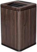 Rechargeable Smart Sensor Trash Can Electric Wood Grain with Lid 12L Capacity Ebony Finish Ideal for Home Kitchen and Bathroom by Unknown