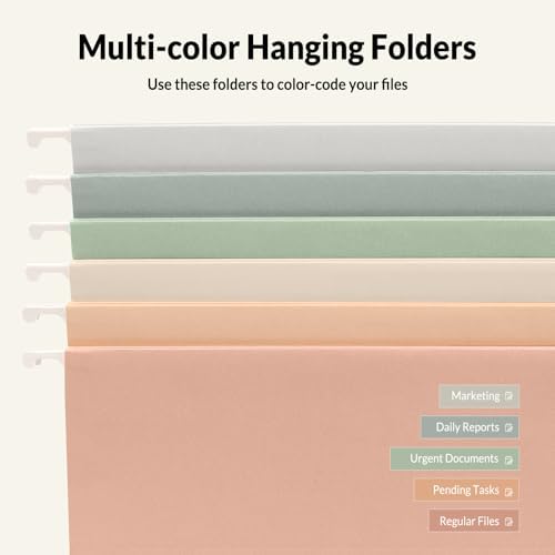 SUNEE Hanging File Folders, 12 Pack Letter Size Hanging File Folders with 1/5-Cut Tabs, Ideal for Home and Office Organization and Papers Classification,Morandi Colors - Image 4