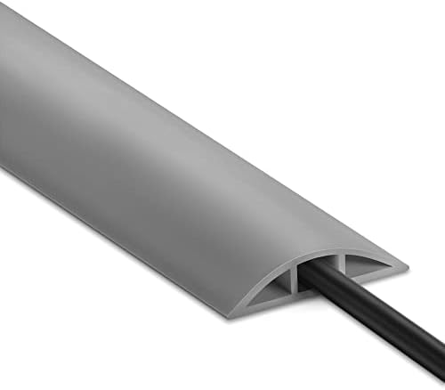 Floor Cable Cover 8FT Grey, Low Profile Wire Cover for Floor, Extension Cord Cover, Cord Cover Floor Protect Wires, Tough Cord Floor Cover, Floor Cable Management Cord Cavity: 0.47" (W) x 0.24" (H) by LZEOY
