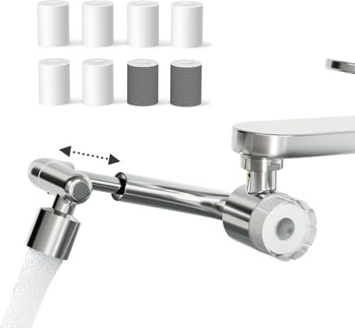 Frizzlife Water Filter for Sink Faucet Extender with Extension, NSF/ANSI 372, 9pcs Filters Reduce 99% Chlorine, 1080° Rotating Brass Tap Filter, 3 Modes Attachment for kitchen/Bathroom, FF1080-EX by FRIZZLIFE
