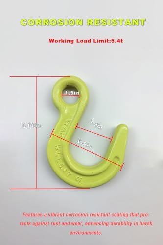 Heavy Duty Weight Large Opening Lifting Hooks 1 Pack 11904 lbs G80 Alloy Steel Crane Hook for Equipment Lifting, Harbor Transport, Construction Work【1 Pack *5.4t】 - Image 4
