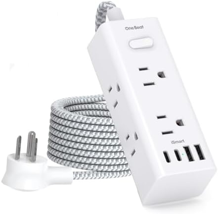 One Beat Power Strip Surge Protector, 3Ft Short Extension Cord Flat Plug by OneBeat