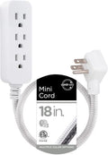 Cordinate Designer Mini 3-Outlet Power Strip, 18 in Braided Extension Cord, Grounded Adapter, Low-Profile Flat Plug, ETL Listed, White/Gray, 47297 (Pack of 12) by Cordinate