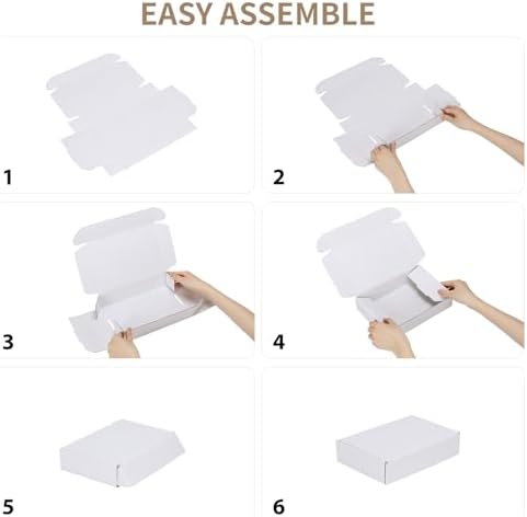 RLAVBL 9x6x2 Shipping Boxes Set of 50, White Corrugated Cardboard Box for Packing, Mailing, Business - Image 6