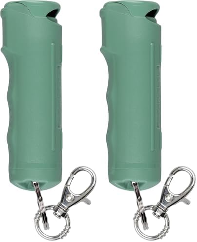 SABRE Pepper Spray with Fast Flip-Top Safety & Snap‑Clip Keychain for Self Defense - Maximum Police Strength OC with UV Marking Dye, 10‑Sec. Spray, 14-ft Range, Finger Grip, Made in USA, 0.54 fl oz by Unknown