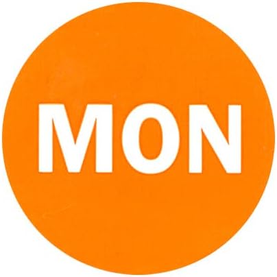 2" Round Orange Day of The Week Color Coding Self-Adhesive Labels, 500 per Roll by NextDayLabels