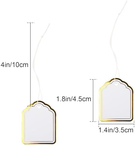 joycraft 200Pcs Price Tags with String Attached, 1.4x1.8in Gold Gift Tags - Image 2