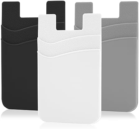 SS Card Holder for Phone Case, Phone Wallet Stick on Adhesive Silicone Cell Phone Pouch Suitable for iPhone Samsung Galaxy Any Smartphone 3 Pack by SS