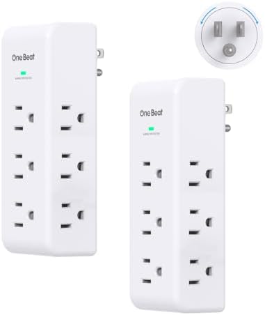 2 Pack Surge Protector Outlet Extender Rotating Plug, 9AC Multi Plug Outlet by OneBeat