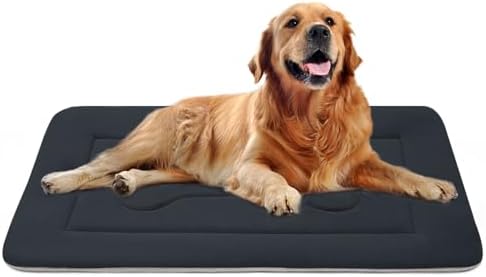 Large Dog Bed Soft Dog Crate Pad Mat, 42 in Non-Slip Bottom Washable Dog Sleeping Mattress Pet Beds Cat Bed Kennel Pad, Dark Blue Gray by JoicyCoDogBeds