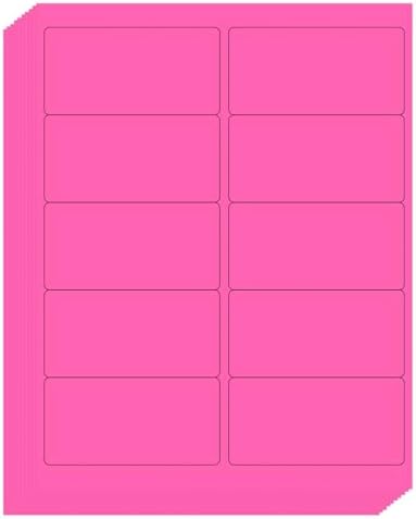 L LIKED 2" x 4" Neon Fluorescent Pink Labels 300 Labels 30 Sheets by LLIKED