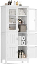 Akxomel 53.1" Tall Bathroom Cabinet 6 Doors Linen Floor Storage Cabinet by Akxomel