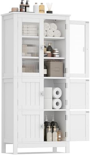 Akxomel 53.1" Tall Bathroom Cabinet 6 Doors Linen Floor Storage Cabinet by Akxomel
