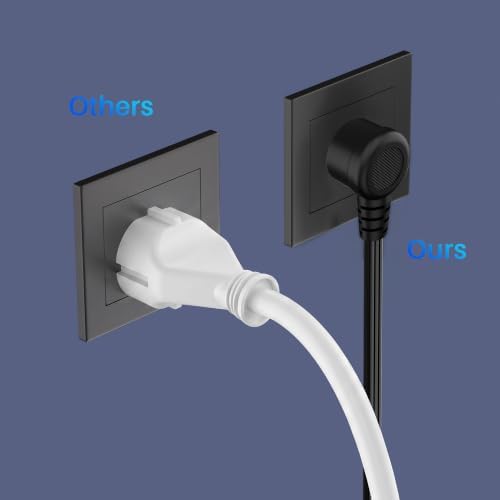 3-Outlet Flat Extension Cord 7 FT, 3 Prong Angled Plug, SPT-3, Power Strip - Image 4