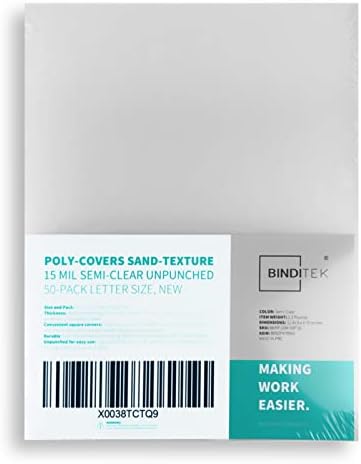 Binditek 15 Mil Binding Covers, 8.5x11 Inches, Semi-Transparent, 50 Pack by Binditek