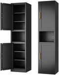 Ckzbx Tall Narrow Storage Cabinet 66.93" H Tall Bathroom Cabinet Metal Pantry Cabinets, 4 Adjustable Shelves for Kitchen, Home Office, Living Room, Dinning Room (16 inches Wide Black) by Ckzbx