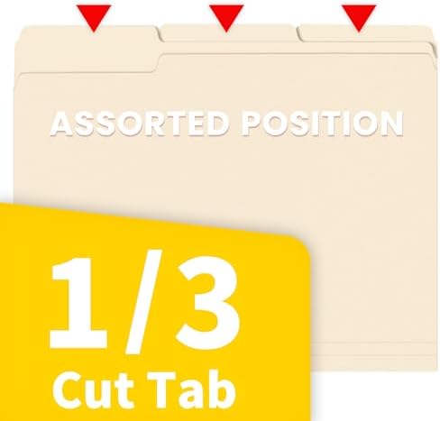 SUNEE File Folders, 120 Pack Manilla Folders 8.5 x 11, 1/3 Cut Tab for Easy Labeling and Organization, Durable Standard Paper for Home, Office, School Filing - Image 3