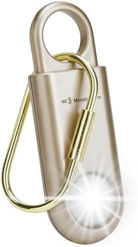 130db Personal Safety Alarm with Ultra Bright Strobe Light. Gold by MosaicAlarm