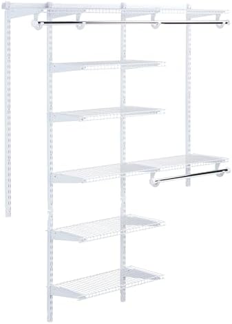 Rubbermaid Configurations Deluxe Custom Closet Kit 3-6 Ft. Adjustable Metal Wire Shelving White Finish Expandable Organization System Hardware Included for Home Closet/Pantry/Laundry/Mudroom - Image 3