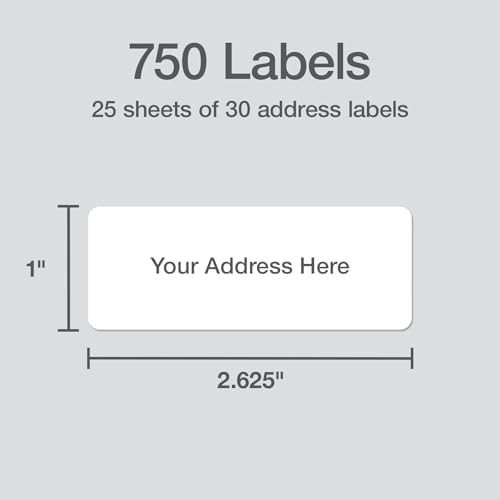 Redi-Tag Address Labels, 750 Blank (25 Sheets of 30), 1" x 2.625", for Inkjet Printers Only, Free Online Templates (1009571) - Image 2