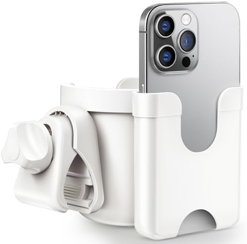 Guiseapue 2-in-1 Stroller Cup Holder Phone Holder, White, Baby Essentials by Welcome