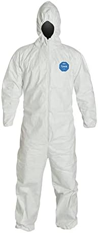 DuPont Tyvek 400 TY127S TAA Compliant Disposable Protective Coverall with Respirator-Fit Hood and Elastic Cuff, White, 2X-Large (Pack of 25) by DuPontPersonalProtection